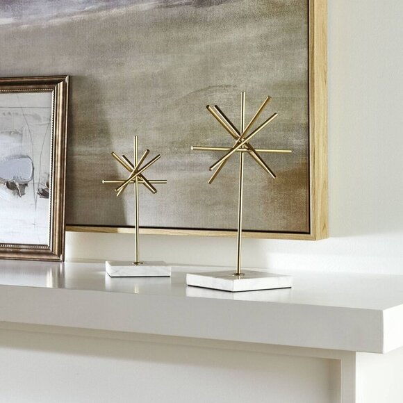 Threshold Studio McGee Tall Brass & Marble Decor Star Object Christmas 2023 - Picture 2 of 5